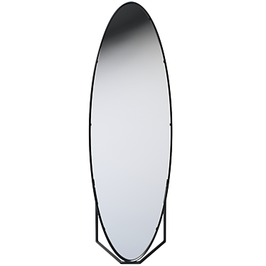 Elegant Oval Metal Frame Mirror 3D model image 1 