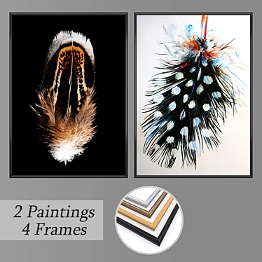 Versatile Set of Wall Paintings with Frames 3D model image 1 