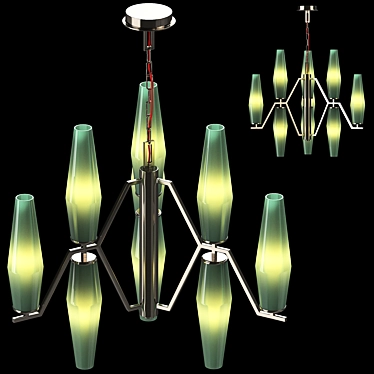 Elegant Green Blown Glass Chandelier 3D model image 1 