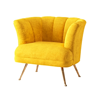 Velvet Tulip Chair | Bronze Legs 3D model image 1 