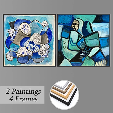 Decorative Wall Painting Set with Multiple Frame Options 3D model image 1 