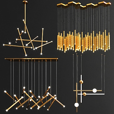 Sleek LED Chandeliers: Modern Minimalist Collection 3D model image 1 