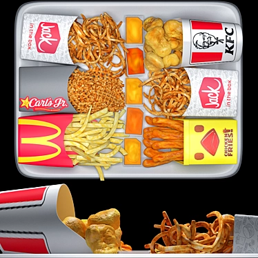  Crispy Snack Delight: Fastfood Fries Set 3D model image 1 
