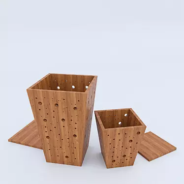 Bubble Collection Tika Wood Basket 3D model image 1 