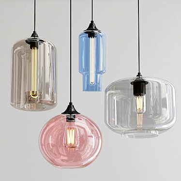 Sleek Glass Pendant Collection 3D model image 1 