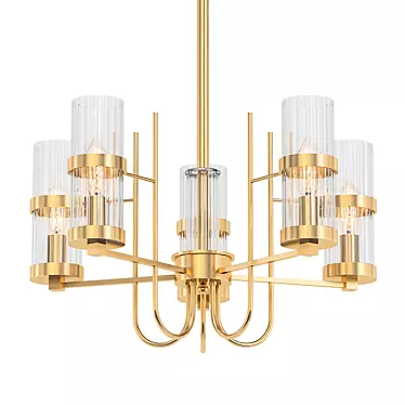 Elegant Antique Bronze Glass Chandelier 3D model image 1 