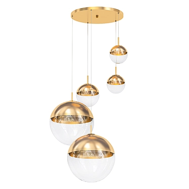  Shimmering Gold Pendant Light 3D model image 1 