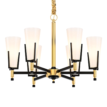 Brass Glass Pendant Light Set 3D model image 1 