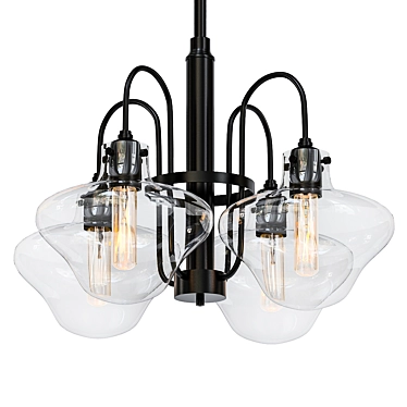 Industrial Glass Pendant Chandelier 3D model image 1 