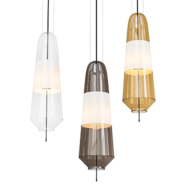 Elegant Smoke Glass Pendant Light 3D model image 1 