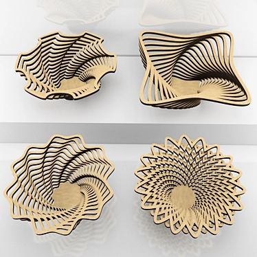 EcoCraft Wooden Bowls: Artistic and Sustainable 3D model image 1 