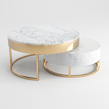 Sleek Round Coffee Table with Storage 3D model image 1 