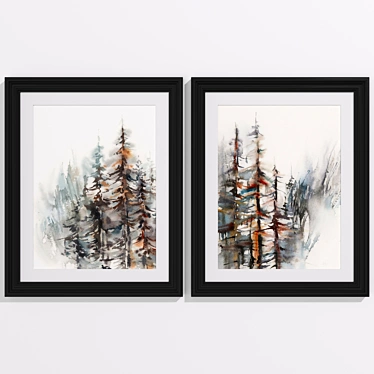 Nature's Serenity: Forest Wall Art Set 3D model image 1 