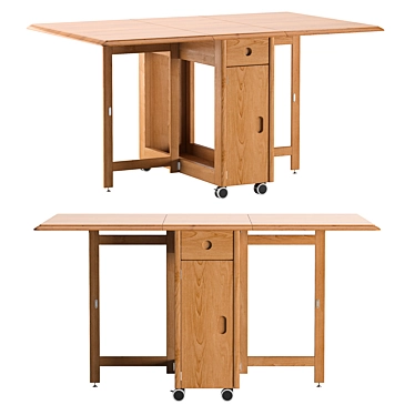 Modern Wooden Folding Dining Table 3D model image 1 