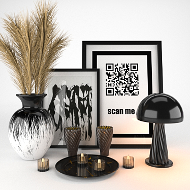 Elegant Wheat Decor Set 3D model image 1 