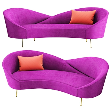 Night Fever Purple - Stylish 3-Seater Sofa 3D model image 1 