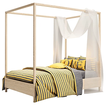Luxury Callum Platform Canopy Bed 3D model image 1 