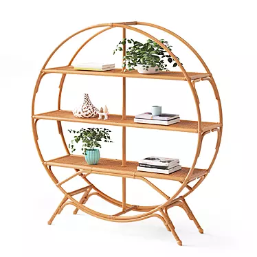 Rattan Round Bookcase 3D model image 1 