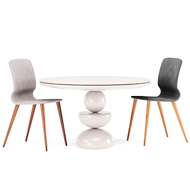 Marble Dining Set: Stylish & Elegant 3D model image 1 