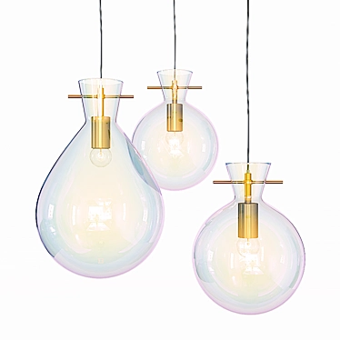 Pearlescent Glass Pendant Lighting 3D model image 1 