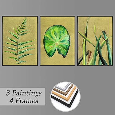 Versatile Set of Wall Paintings with Multiple Frame Options 3D model image 1 