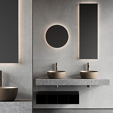 Concrete Vanity Unit Set | Scarabeo TopLine 3D model image 1 