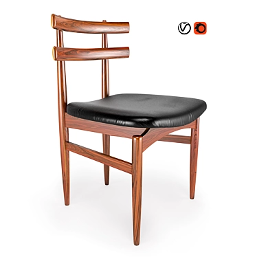 Vintage Danish Rosewood Dining Chair 3D model image 1 