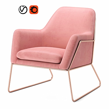 Blush Velvet Frame Armchair 3D model image 1 