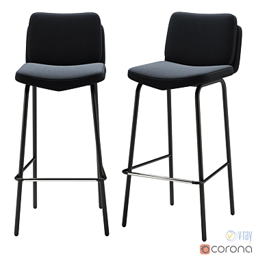 Elegant Ergonomic Alfred Barstool 3D model image 1 