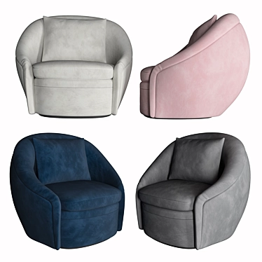 Luxury Velvet Swivel Chair 3D model image 1 