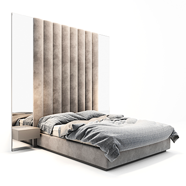 Sleek Gray Bed 2016 3D model image 1 