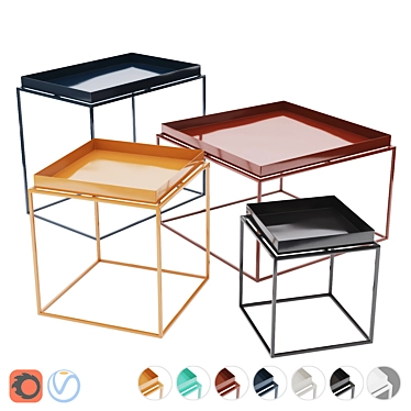 Versatile Multicolor Tray Tables 3D model image 1 