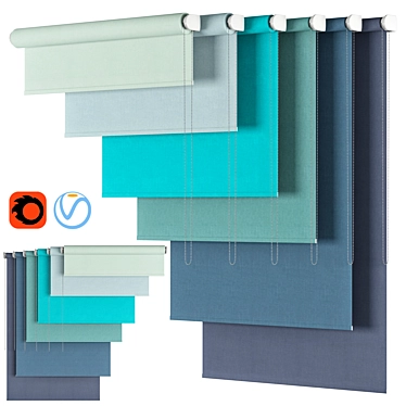 Santiago Blue Roller Blind 3D model image 1 