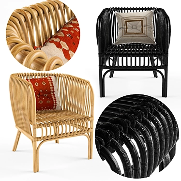 Stylish Isabella Rattan Arm Chair 3D model image 1 