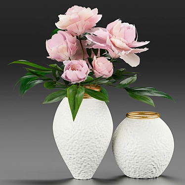 Elegant Peony Display in Vase 3D model image 1 