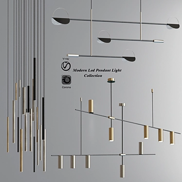 Title: Sleek LED Pendant Lights 3D model image 1 