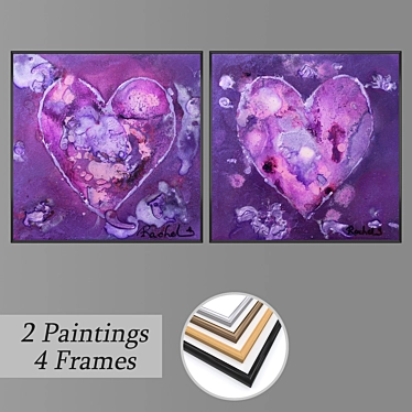 Versatile Set of Wall Paintings with 4 Frame Options 3D model image 1 