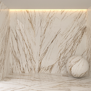 Golden Radix Marble Tile - Luxurious and Versatile 3D model image 1 