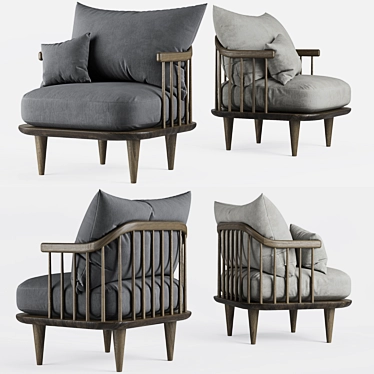 Oak Fly Armchair: Handcrafted Elegance 3D model image 1 