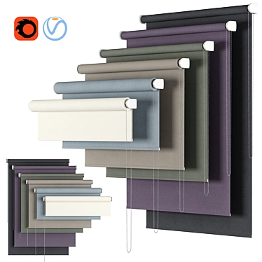 Santiago Roller Blind - Gray Palette 3D model image 1 