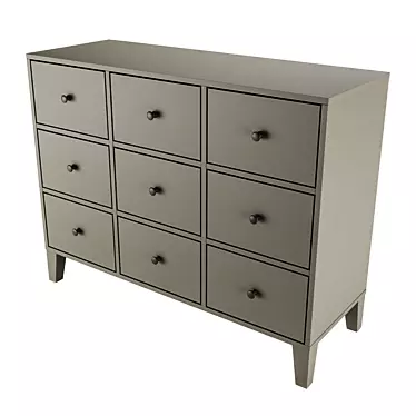 Modern Dark Gray 9-Drawer Chest 3D model image 1 