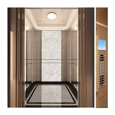 Sleek Button Panel for Elevator 3D model image 1 