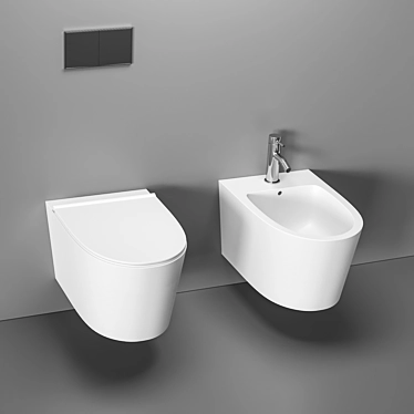 Modern Designer Toilet Set 3D model image 1 