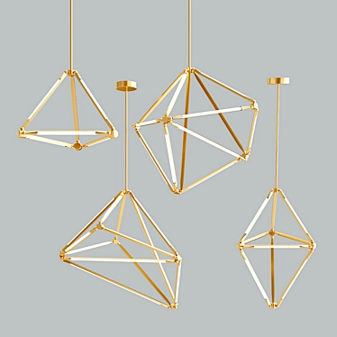 Sleek Geometric Chandelier 3D model image 1 