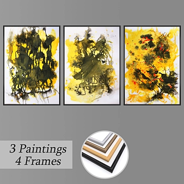 Abstract Art Set with Multiple Frames 3D model image 1 