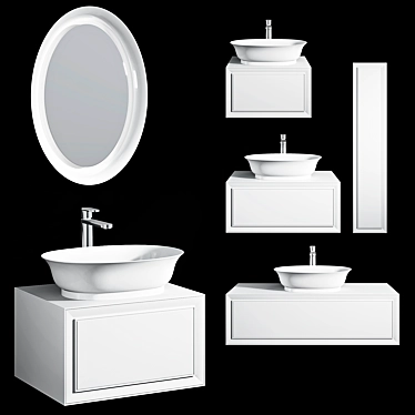 Laufen Classic Basin Set: Bowl Washbasin, Vanity, Mirror, Mixer 3D model image 1 