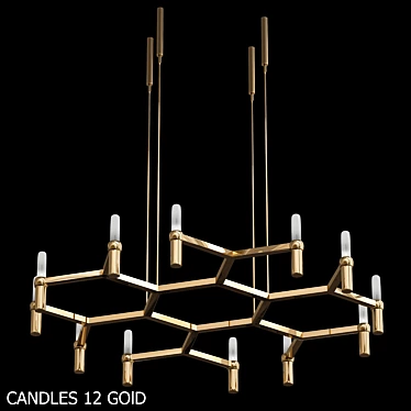 Gilded 12-Pack Candles 3D model image 1 