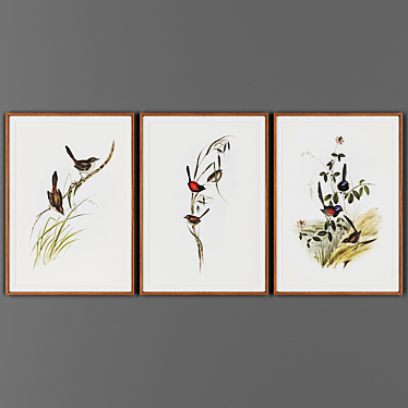  Rustic Wooden Frame Picture Set 3D model image 1 