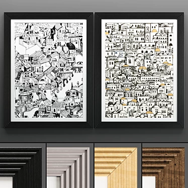 Modern Art Frame Set 3D model image 1 