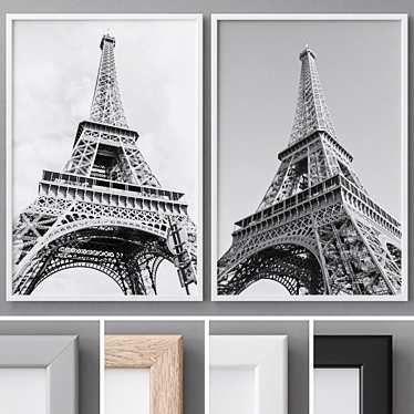 Modern Abstract Paintings Set with Frames 3D model image 1 